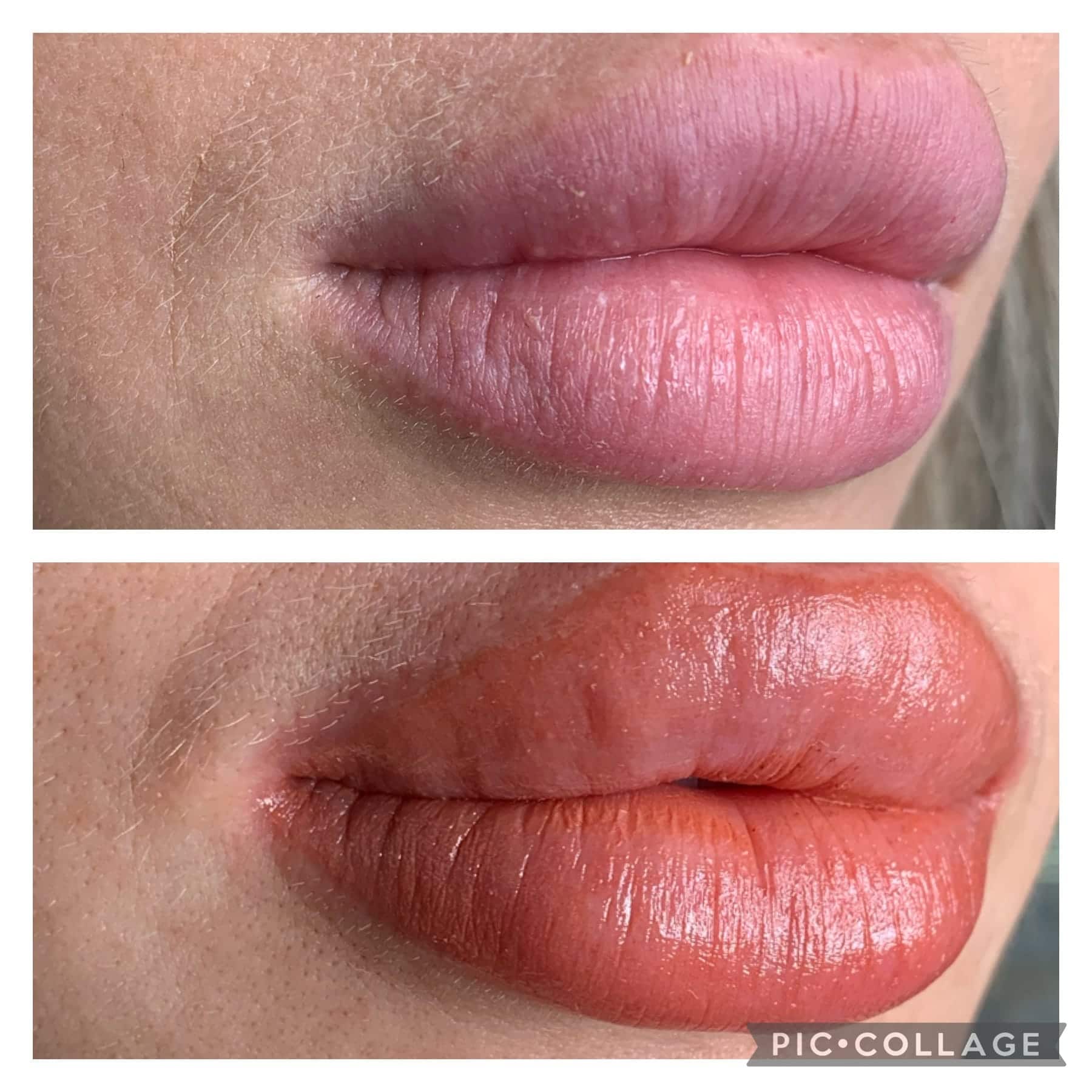 Lip Shading before and after