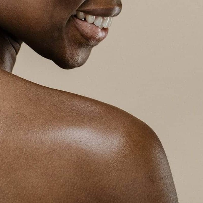 model smiling