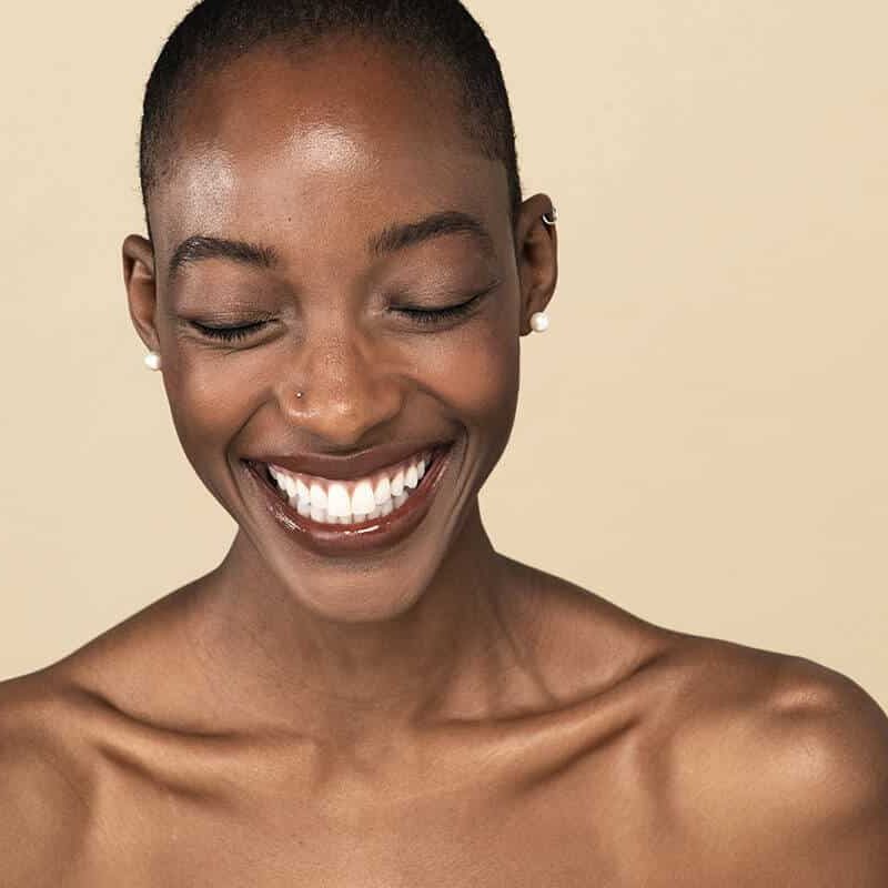 model smiling